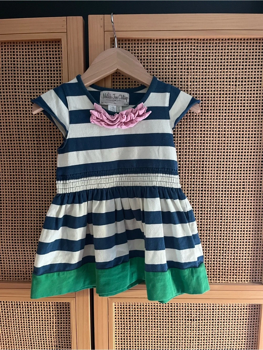 Matilda Jane 12M Striped Dress with Pink Ruffle